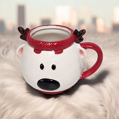 Reindeer Mug with Lid - Festive Christmas Gift