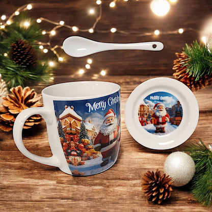 Festive Christmas Mug Set with Santa Claus Design