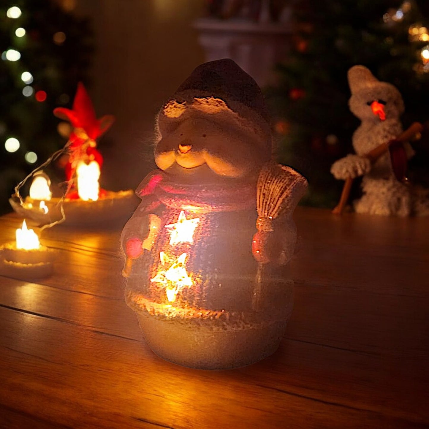 Lighted Christmas Snowman Figurine - Festive Winter Decor | Divas World