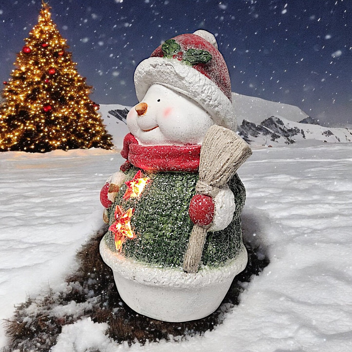 Lighted Christmas Snowman Figurine - Festive Winter Decor | Divas World