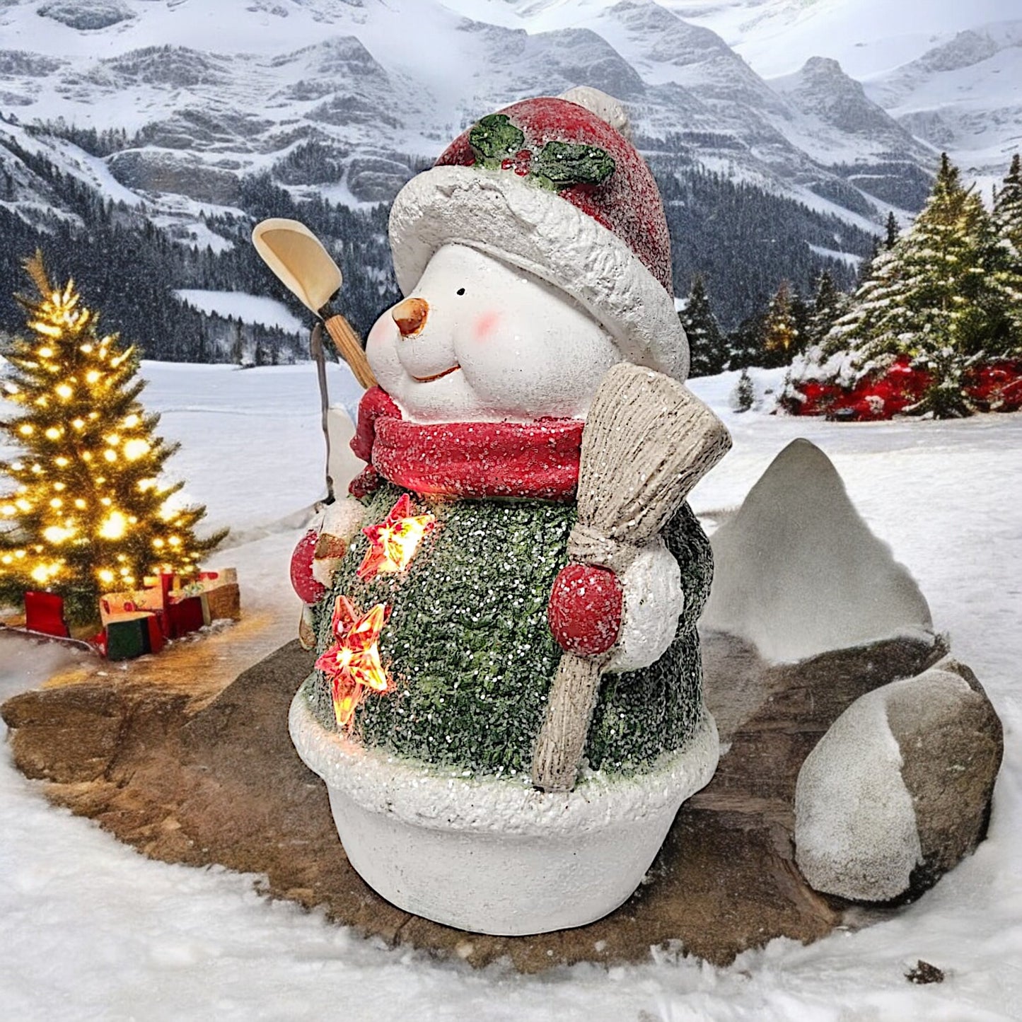 Lighted Christmas Snowman Figurine - Festive Winter Decor | Divas World