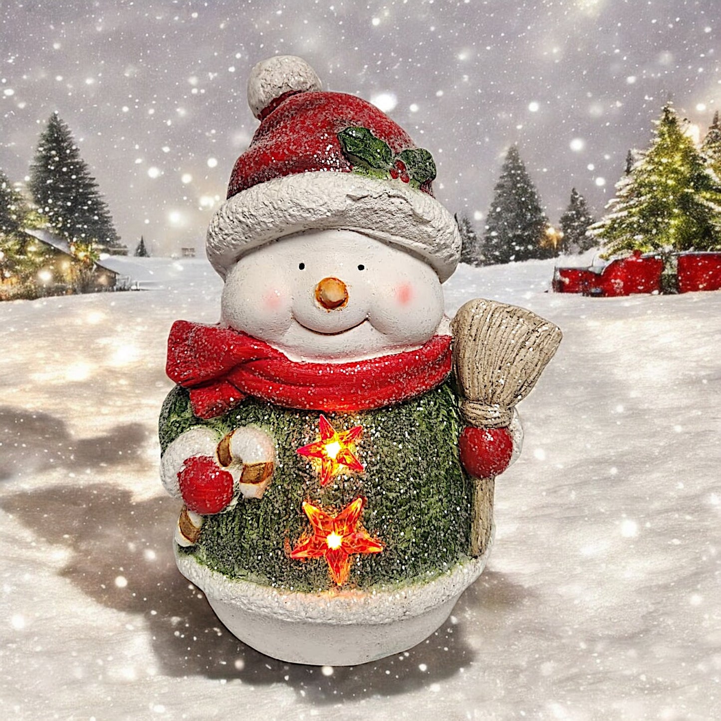 Lighted Christmas Snowman Figurine - Festive Winter Decor | Divas World