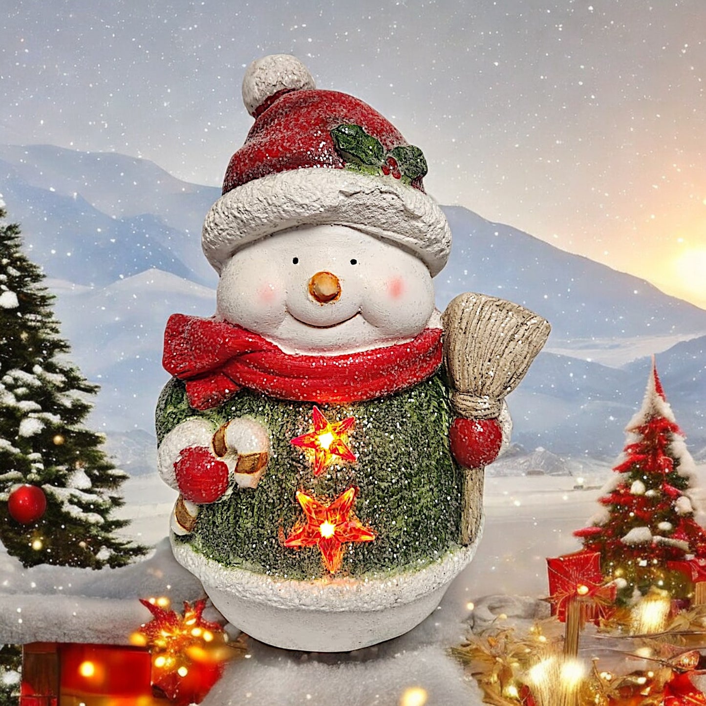 Lighted Christmas Snowman Figurine - Festive Winter Decor | Divas World