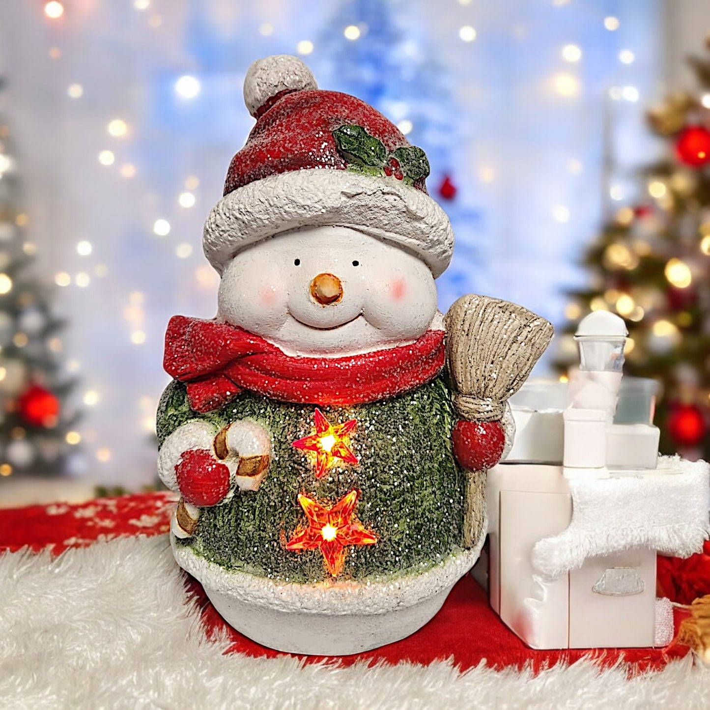 Lighted Christmas Snowman Figurine - Festive Winter Decor | Divas World
