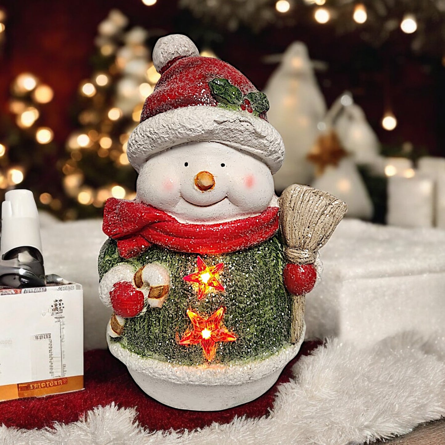 Lighted Christmas Snowman Figurine - Festive Winter Decor | Divas World