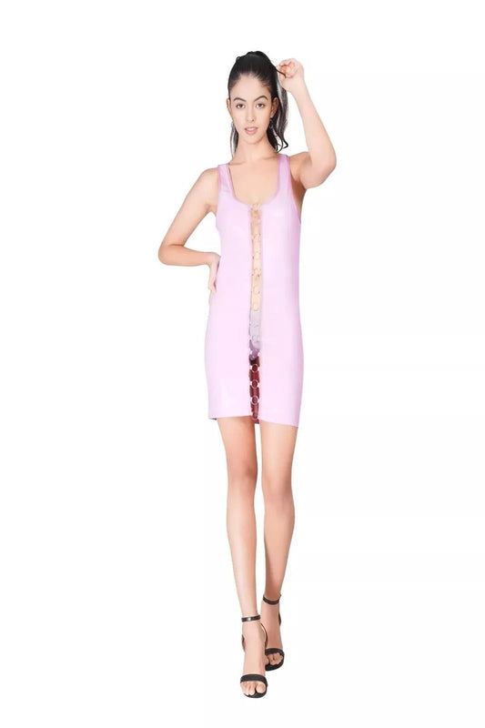 Pink PVC Dress With Rings