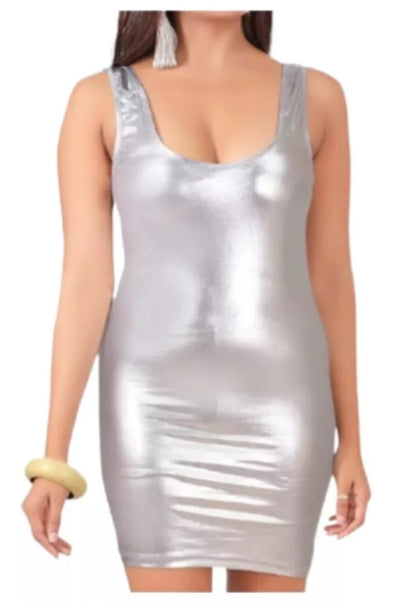 Stylish Leather Look Vest Dress