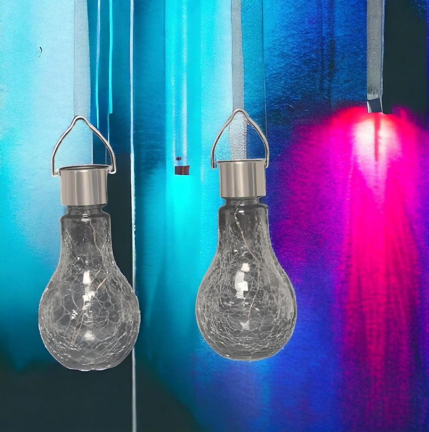 Solar Crackle Glass Bulb Light  Outdoor Hanging LED Garden Lamp Decorate Light For Home