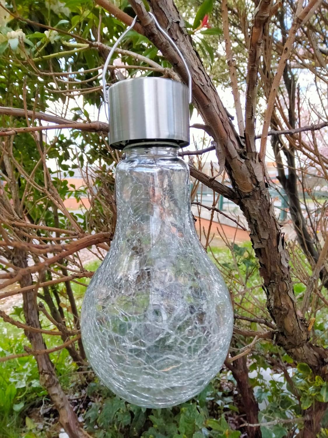Solar Crackle Glass Bulb Light  Outdoor Hanging LED Garden Lamp Decorate Light For Home
