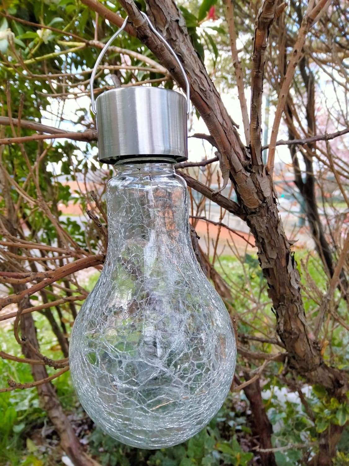 Solar Crackle Glass Bulb Light  Outdoor Hanging LED Garden Lamp Decorate Light For Home