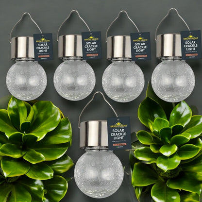 Solar Crackle Glass Hanging Light Outdoor Waterproof LED Lantern for Garden & Patio