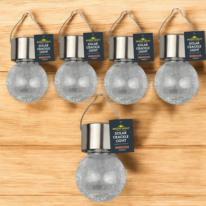 Solar Crackle Glass Hanging Light Outdoor Waterproof LED Lantern for Garden & Patio