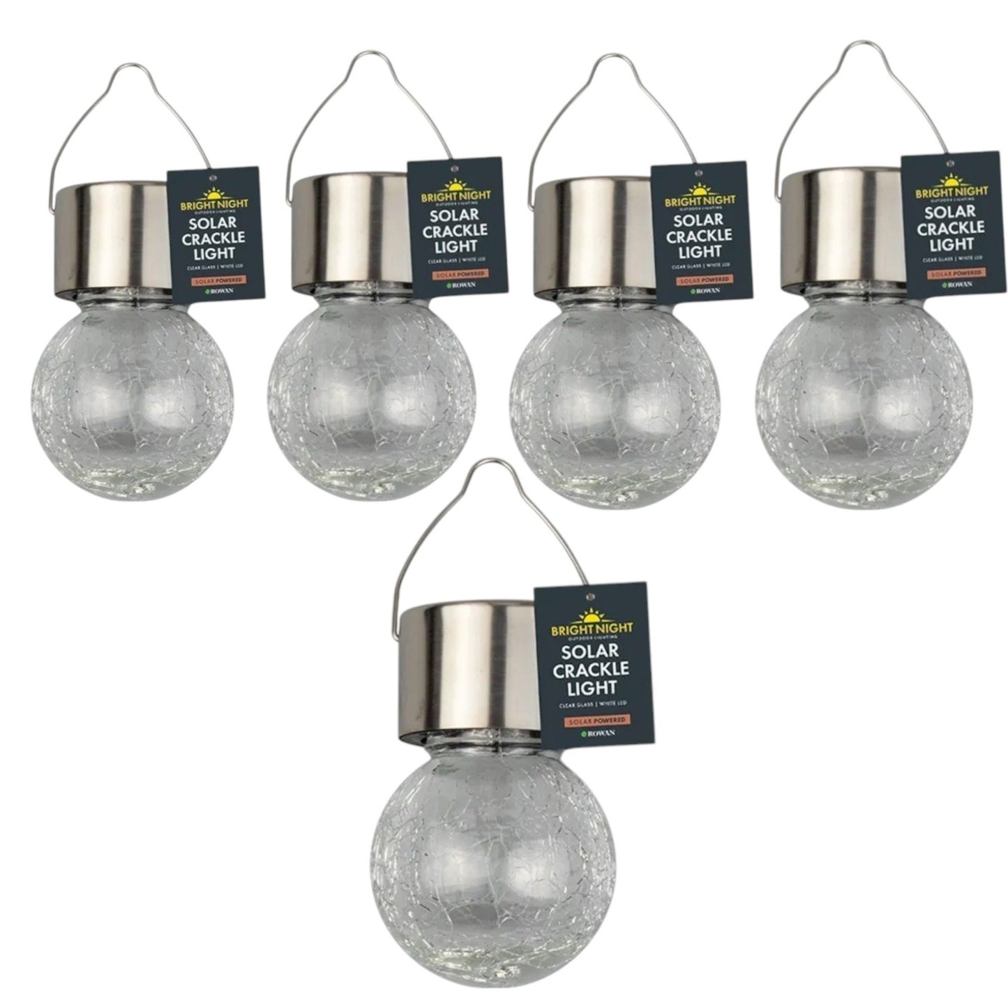 Solar Crackle Glass Hanging Light Outdoor Waterproof LED Lantern for Garden & Patio