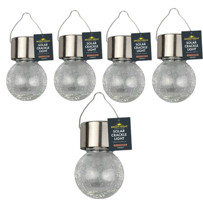 Solar Crackle Glass Hanging Light Outdoor Waterproof LED Lantern for Garden & Patio