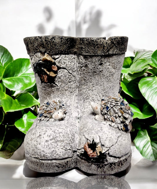 Elegant Petal Shaped Cement Planter Floral Head Design Indoor & Outdoor Garden Décor