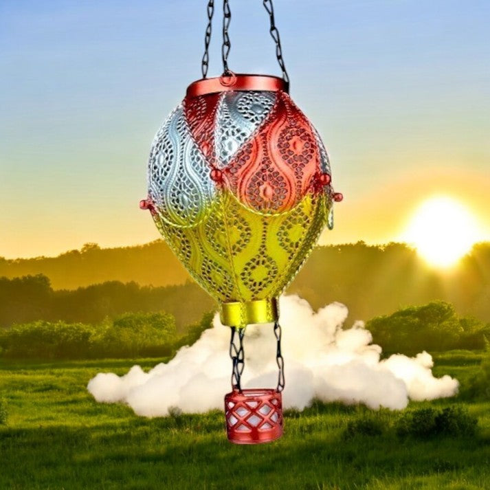 Hot Air Balloon Solar Hanging Lantern 45cm – Single or Pack of 2