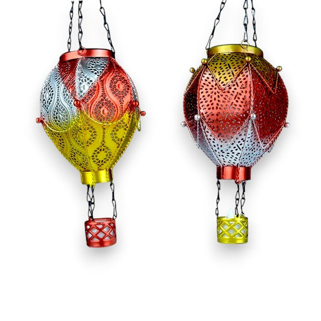 Hot Air Balloon Solar Hanging Lantern 45cm – Single or Pack of 2