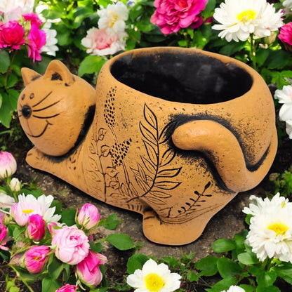 Cat Shaped Plant Pot – 20cm Ceramic Animal Planter for Indoor & Outdoor