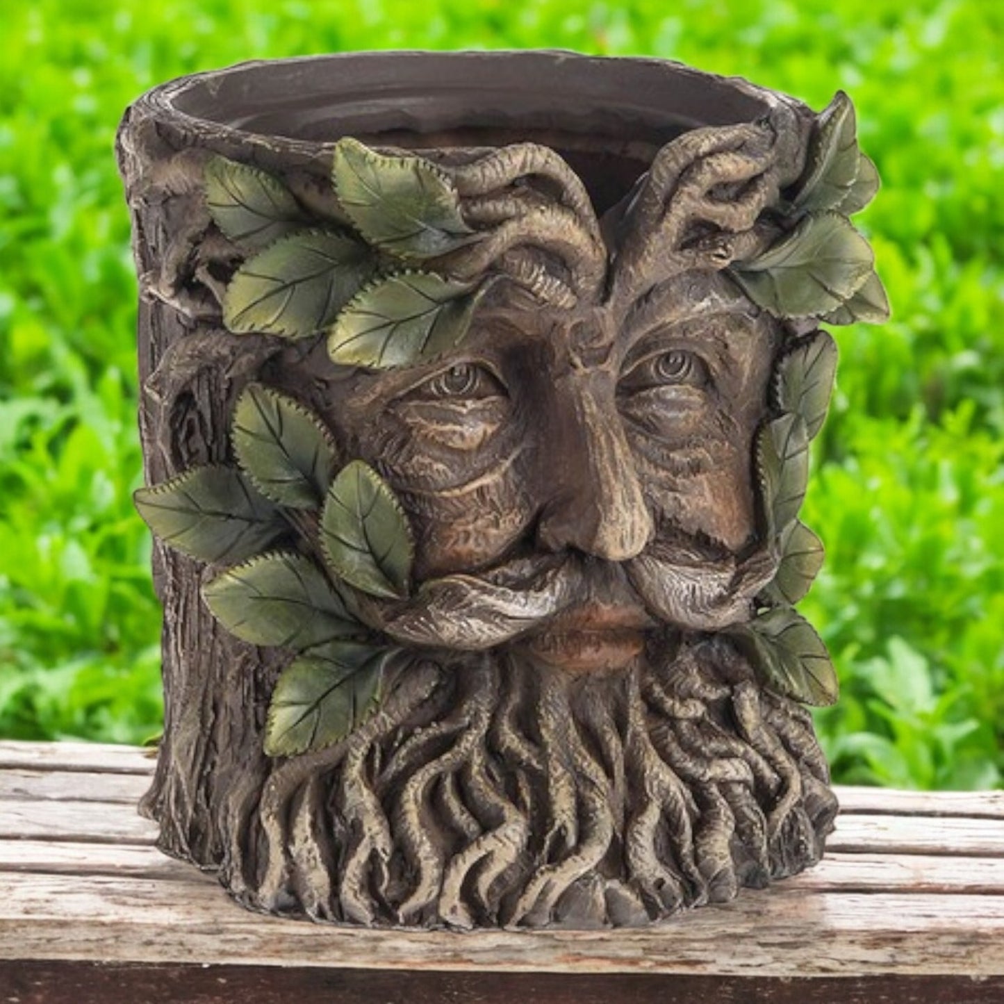 Enchanted Green Man Resin Plant Pot – Indoor & Outdoor Garden Decor