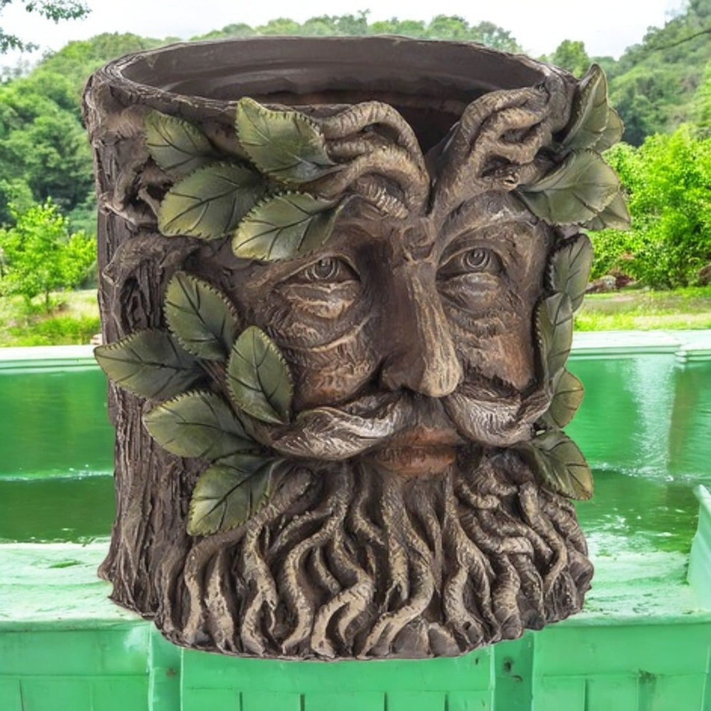 Enchanted Green Man Resin Plant Pot – Indoor & Outdoor Garden Decor