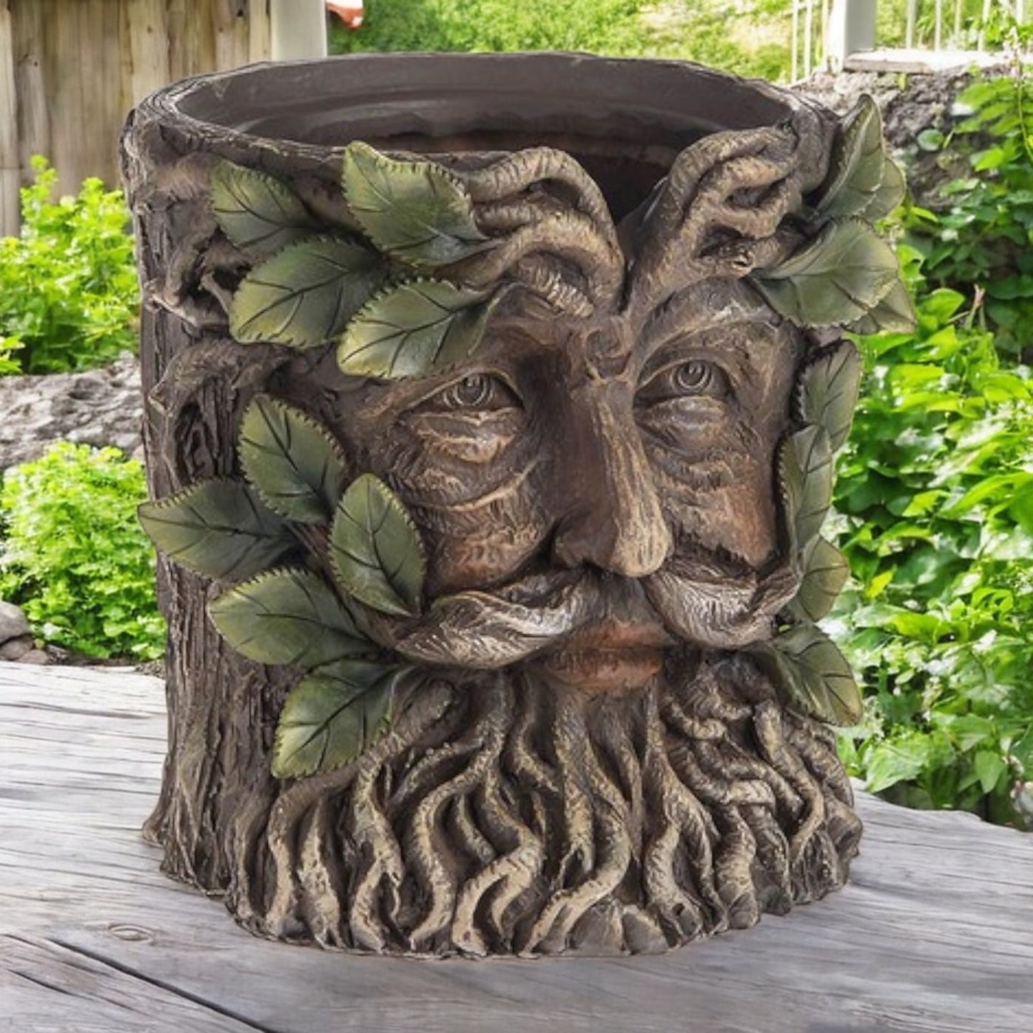 Enchanted Green Man Resin Plant Pot – Indoor & Outdoor Garden Decor