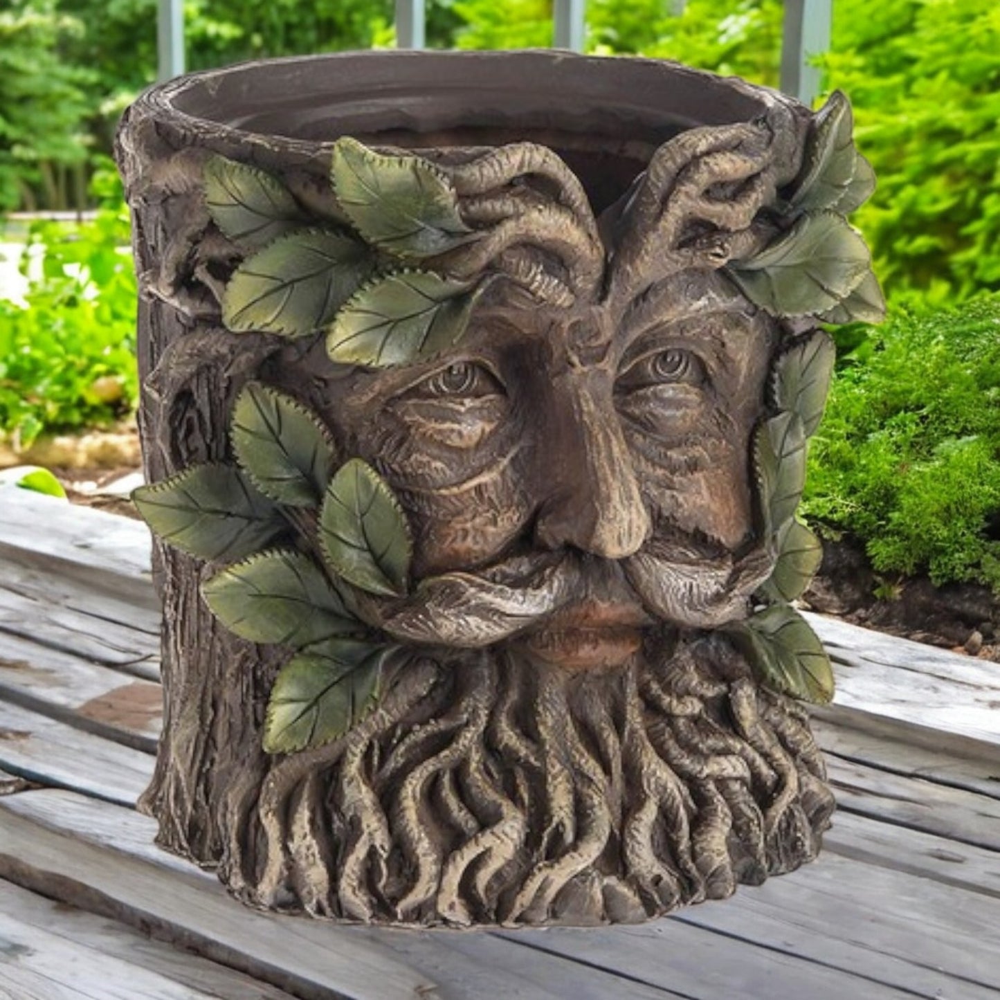 Enchanted Green Man Resin Plant Pot – Indoor & Outdoor Garden Decor