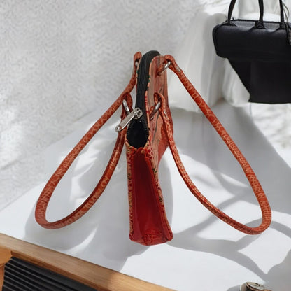 Handcrafted Leather Shoulder Bag – Ethnic Art Design, 25cm x 12cm