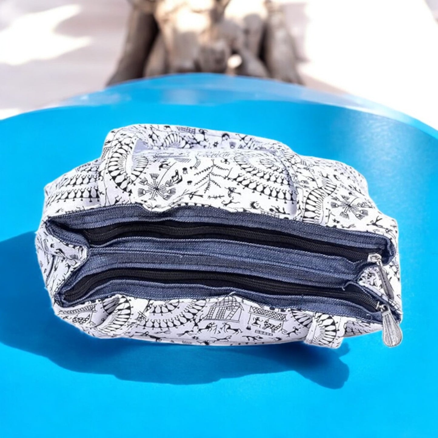 Handmade Multi-Zip Cotton Purse | Small Ethnic Wallet | Compact Travel Bag