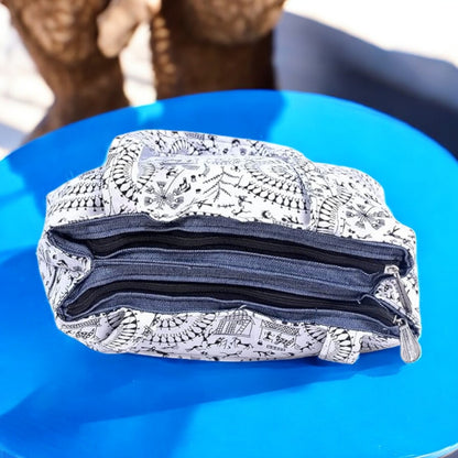 Handmade Multi-Zip Cotton Purse | Small Ethnic Wallet | Compact Travel Bag
