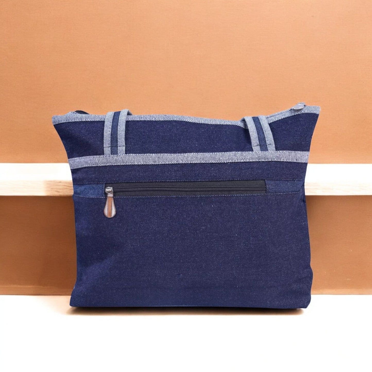 Handmade Denim Embroidered Shoulder Bag | Multi-Zip Crossbody Purse | Boho Style Handbag