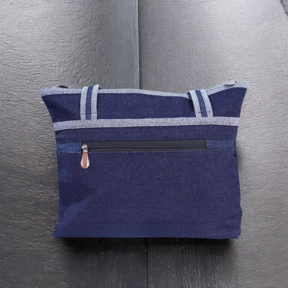 Handmade Denim Embroidered Shoulder Bag | Multi-Zip Crossbody Purse | Boho Style Handbag