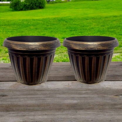 Vintage Bronze Striped Garden Planter – 37CM X 29CM (Single/Pack of 2)