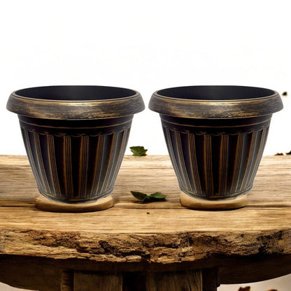 Vintage Bronze Striped Garden Planter – 37CM X 29CM (Single/Pack of 2)