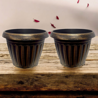 Vintage Bronze Striped Garden Planter – 37CM X 29CM (Single/Pack of 2)