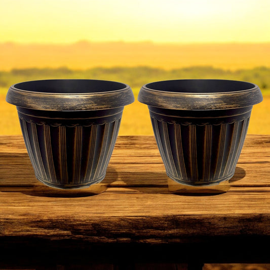 Vintage Bronze Striped Garden Planter – 37CM X 29CM (Single/Pack of 2)