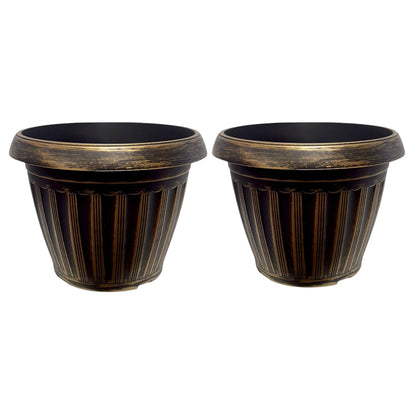 Vintage Bronze Striped Garden Planter – 37CM X 29CM (Single/Pack of 2)