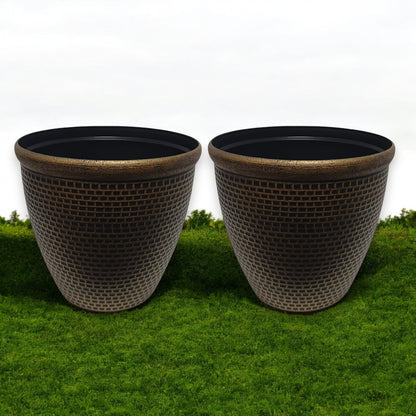 Luxury Bronze Weave-Textured Planter Pot – 35CM X 39CM (Single/Pack of 2)