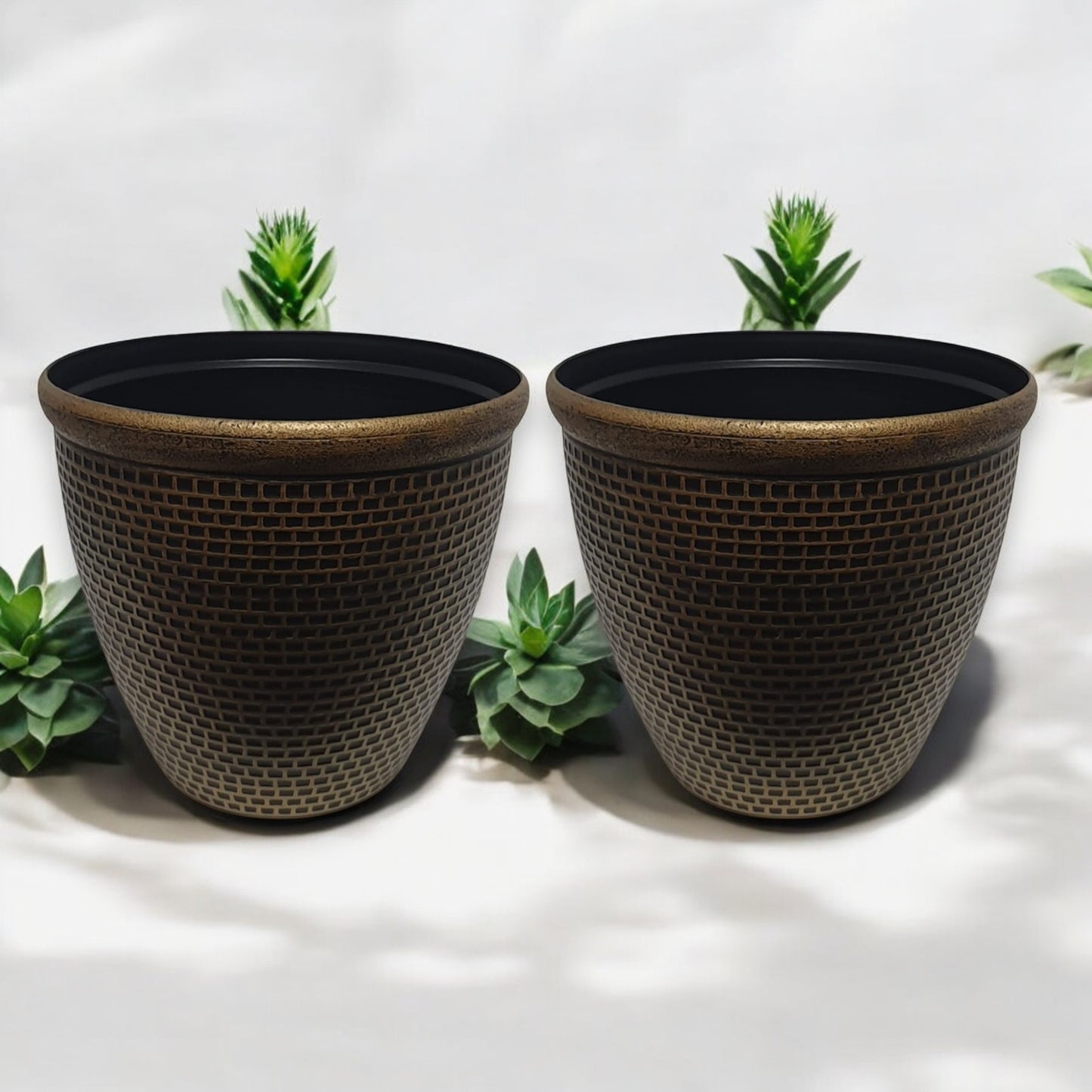 Luxury Bronze Weave-Textured Planter Pot – 35CM X 39CM (Single/Pack of 2)