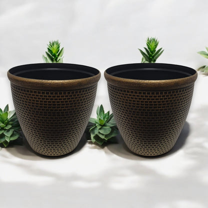 Luxury Bronze Weave-Textured Planter Pot – 35CM X 39CM (Single/Pack of 2)