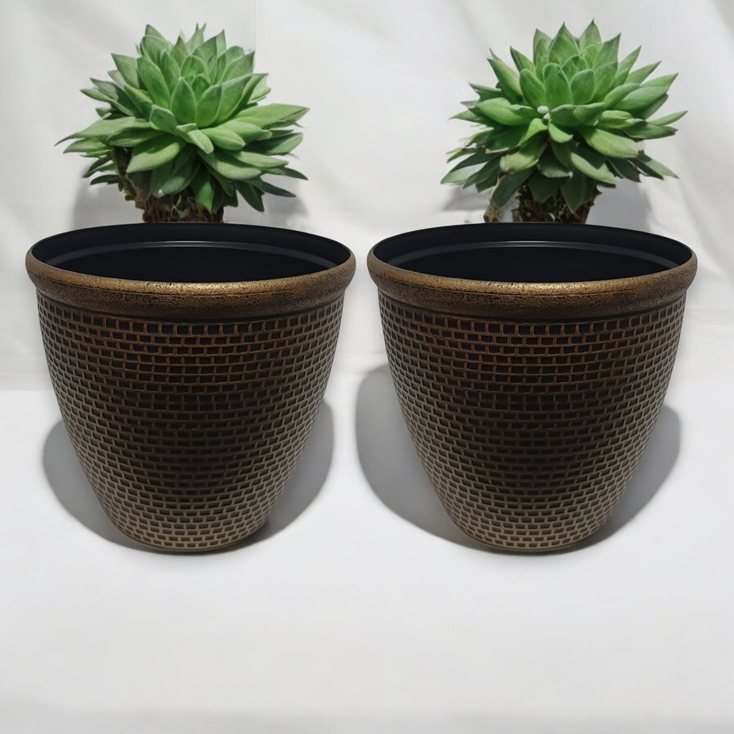 Luxury Bronze Weave-Textured Planter Pot – 35CM X 39CM (Single/Pack of 2)