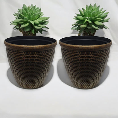 Luxury Bronze Weave-Textured Planter Pot – 35CM X 39CM (Single/Pack of 2)