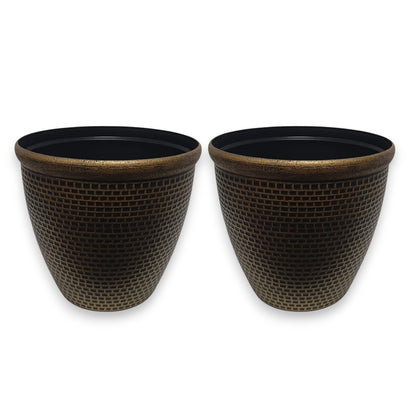 Luxury Bronze Weave-Textured Planter Pot – 35CM X 39CM (Single/Pack of 2)