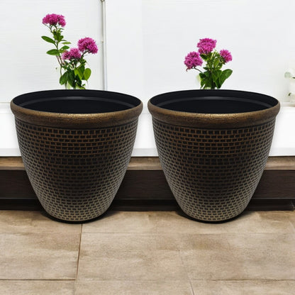 Luxury Bronze Weave-Textured Planter Pot – 35CM X 39CM (Single/Pack of 2)