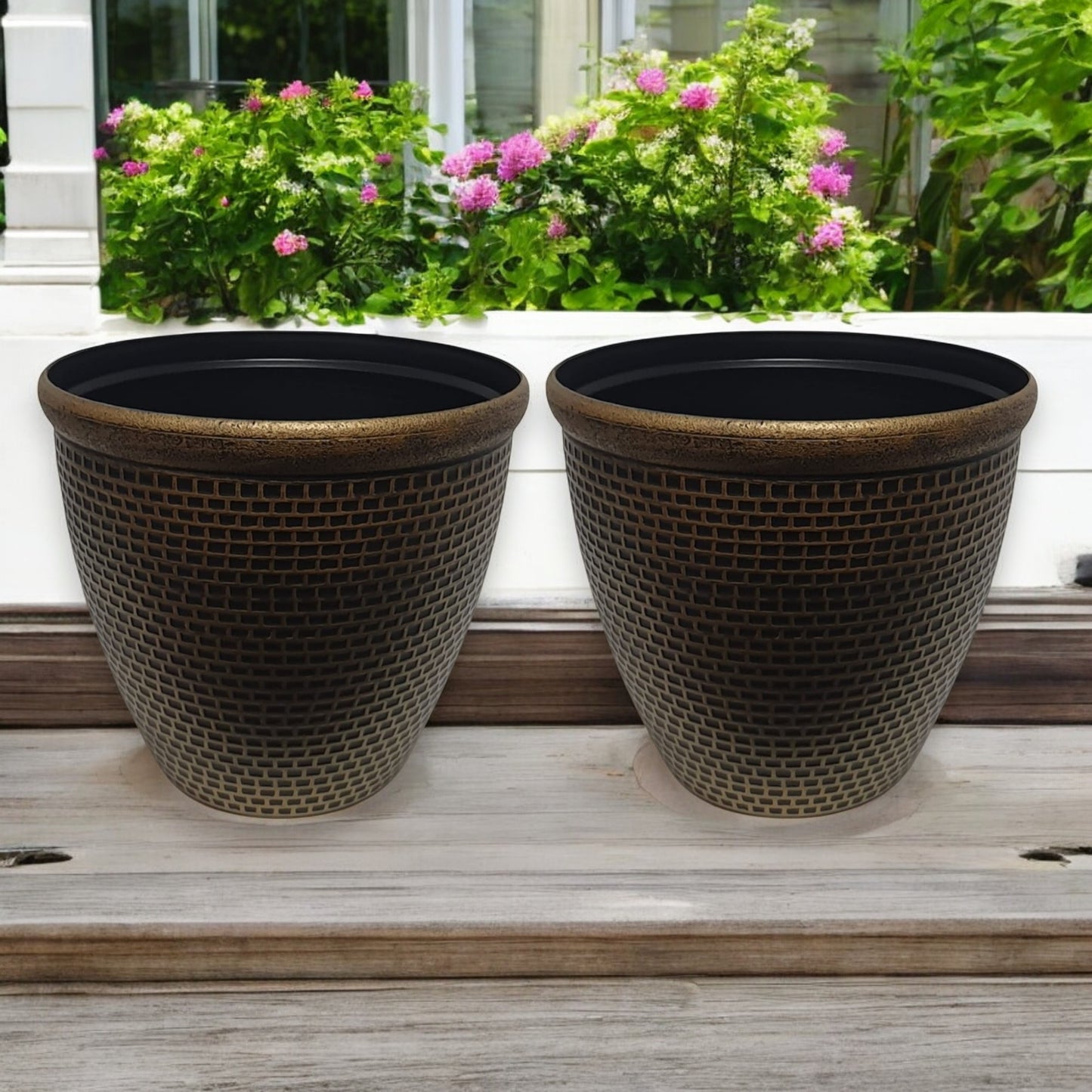 Luxury Bronze Weave-Textured Planter Pot – 35CM X 39CM (Single/Pack of 2)