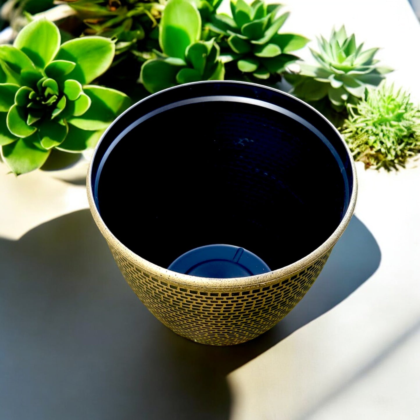 Luxury Bronze Weave-Textured Planter Pot – 35CM X 39CM (Single/Pack of 2)