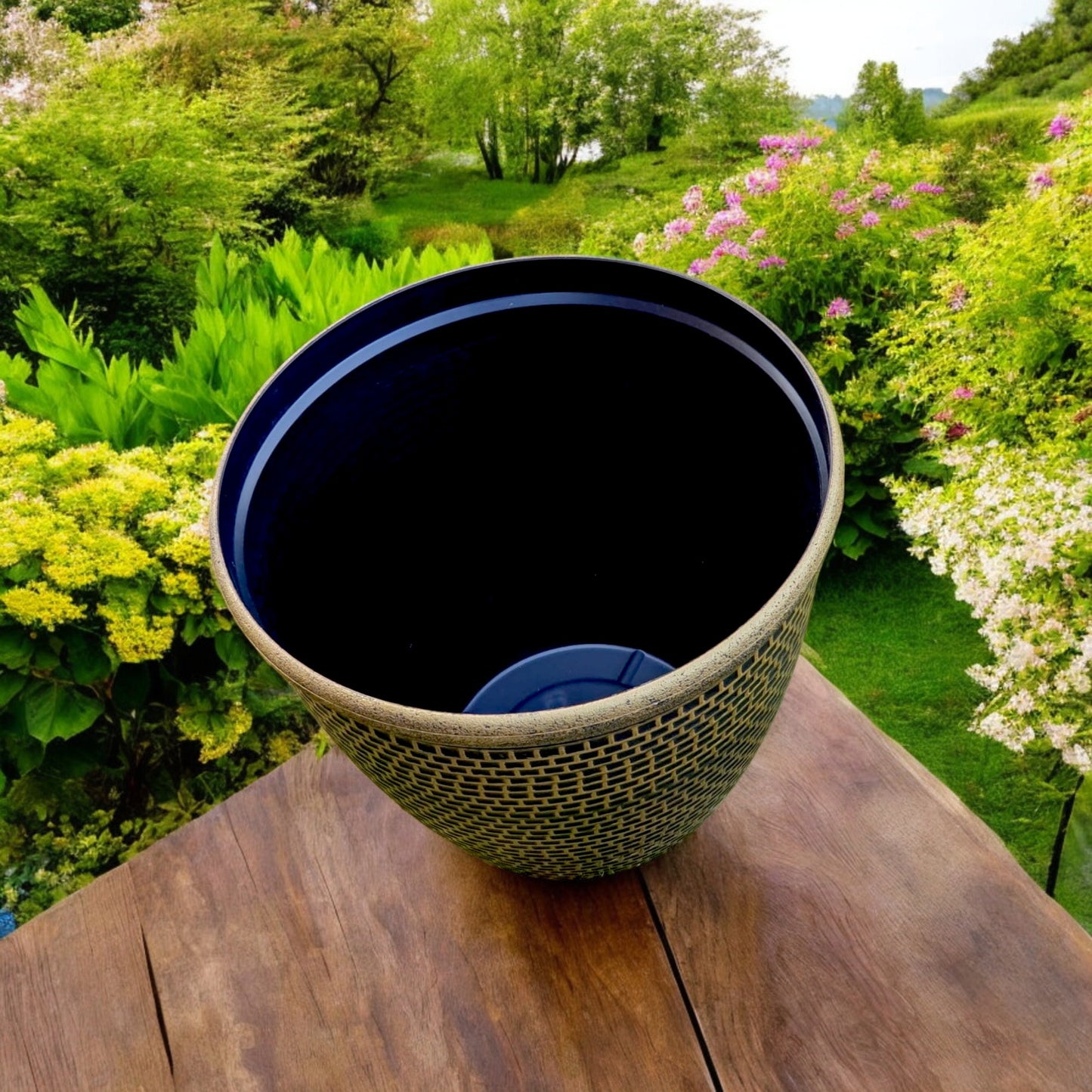 Luxury Bronze Weave-Textured Planter Pot – 35CM X 39CM (Single/Pack of 2)