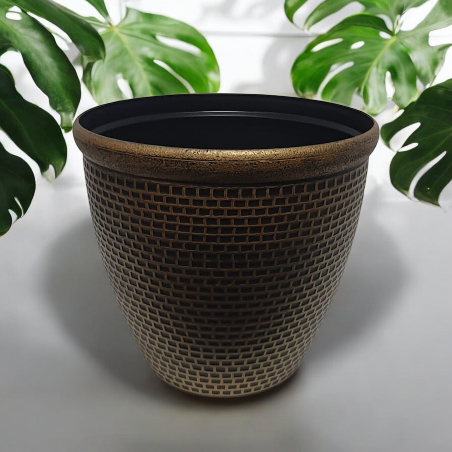 Luxury Bronze Weave-Textured Planter Pot – 35CM X 39CM (Single/Pack of 2)