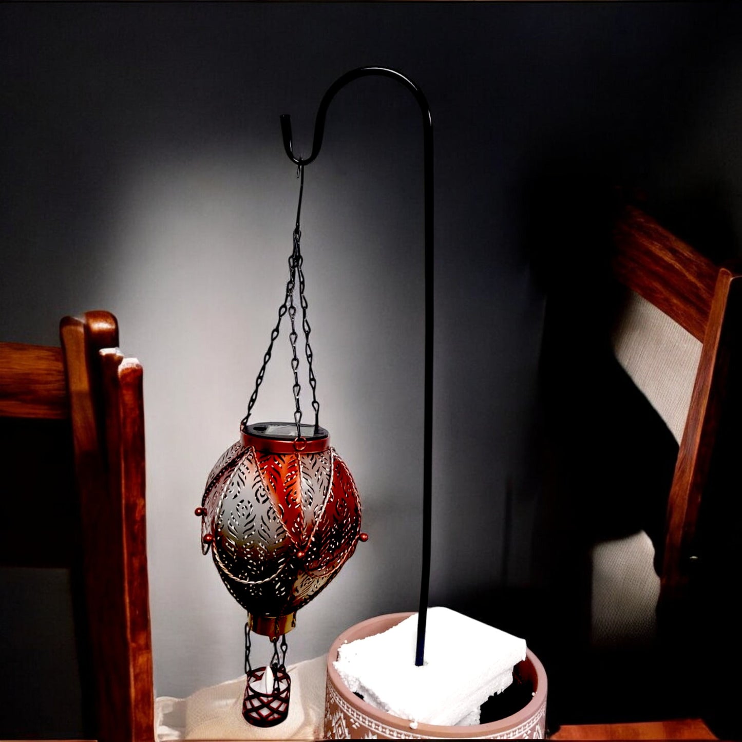 Moroccan Hanging Lantern Hot Air Balloon Design (60cm Hook, 45cm)