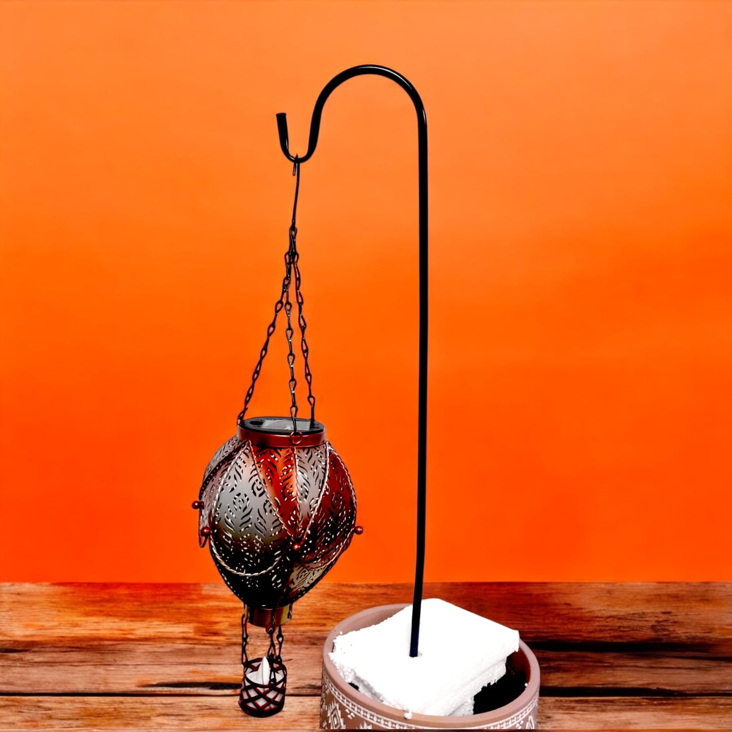 Moroccan Hanging Lantern Hot Air Balloon Design (60cm Hook, 45cm)