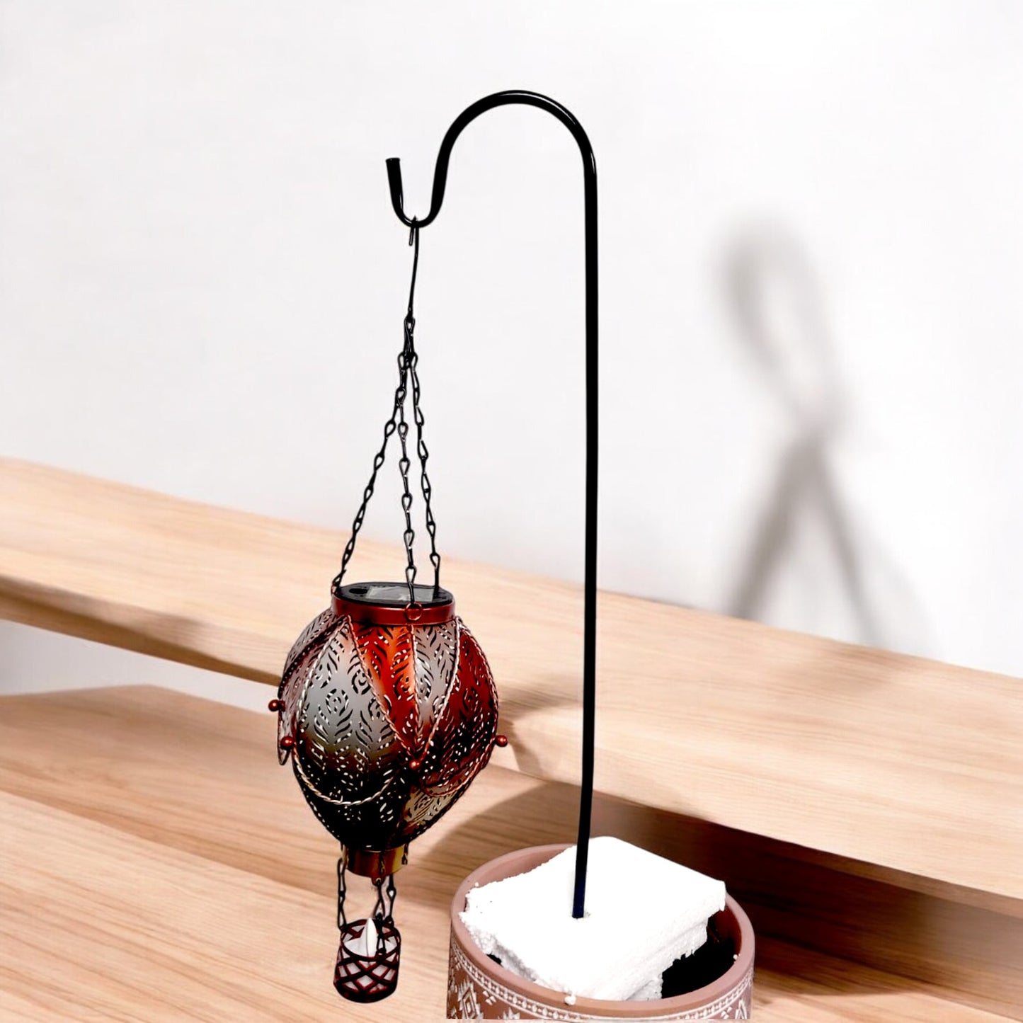 Moroccan Hanging Lantern Hot Air Balloon Design (60cm Hook, 45cm)